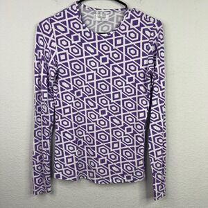 Mott 50 Sun Shirt Women S‎ Purple Bamboo Geometric Long Sleeve Swimwear Beachy